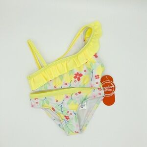 Girl's 18 mos. Swimsuit 2 Piece Yellow Floral Ruffled